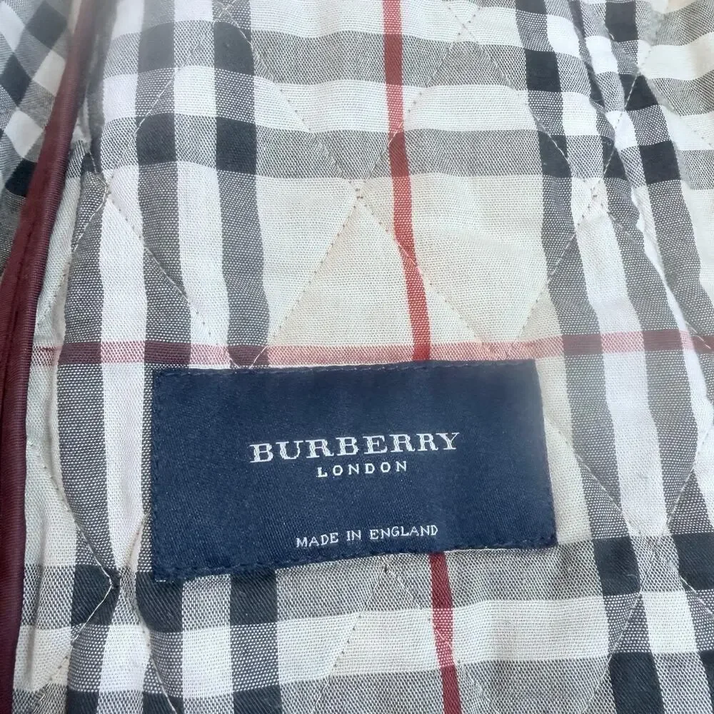 Burberry London quilted jacket diamond Nova check crimson made in England wmns M - Picture 4 of 16
